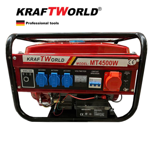 3,5kW Четиритактов Генератор за ток KraftWorld – Агрегат с акумулатор и електростартер