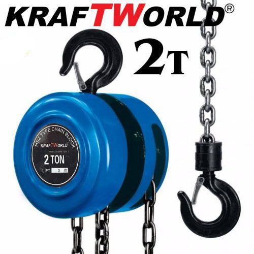 Ръчна лебедка 2t с верига с лостов механизъм KraftWorld 3m въже