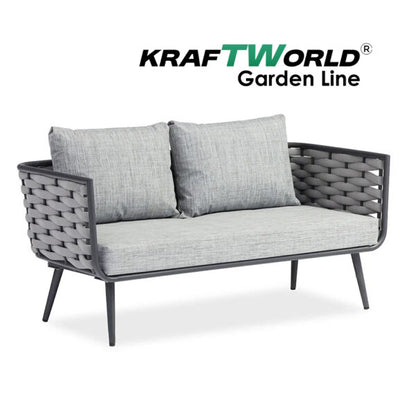 Градински комплект Catania: диван, 2 кресла и маса със стъклен плот и алуминиева рамка