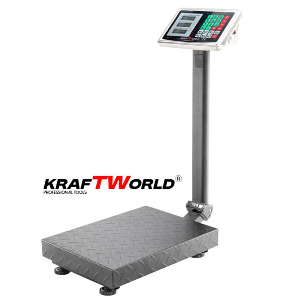 Електронен платформен кантар KraftWorld – до 150 кг, платформа 30×40 см