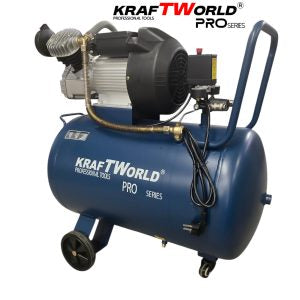 Компресор за въздух 100L KraftWorld с мощен 2200W мотор – 356 л/мин, 8 bar