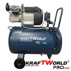 Компресор за въздух 100L KraftWorld с мощен 2200W мотор – 356 л/мин, 8 bar