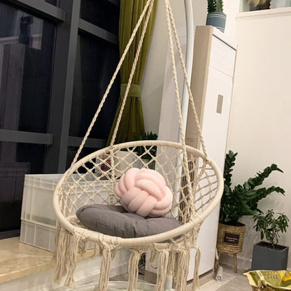 Висящо гнездо Макраме  – Градинска Въжена Люлка – Бяла, Сива и Черна