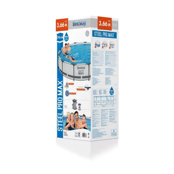 Сглобяем Басейн Steel Pro Max 3.66m X 76Cm – Голям, Удобен с Филтърна помпа