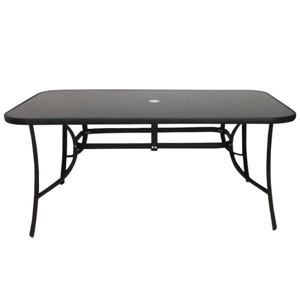 Голяма градинска маса 150×90 см с тъмно темперирано стъкло