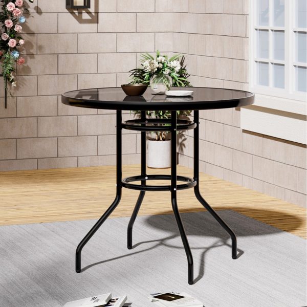 Кръгла градинска маса Capri Ø80 см с тъмно темперирано стъкло