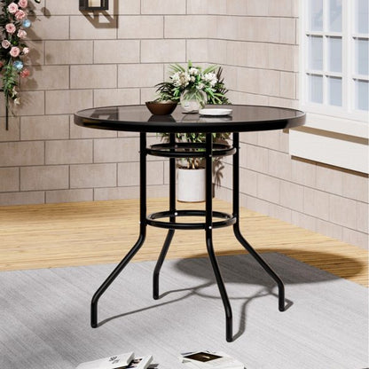 Кръгла градинска маса Capri Ø80 см с тъмно темперирано стъкло