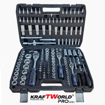 Професионално гедоре 172 части KraftWorld PRO Series – CR-V, 3 размера 1/2″, 3/8″, 1/4″