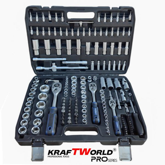 Професионално гедоре 172 части KraftWorld PRO Series – CR-V, 3 размера 1/2″, 3/8″, 1/4″
