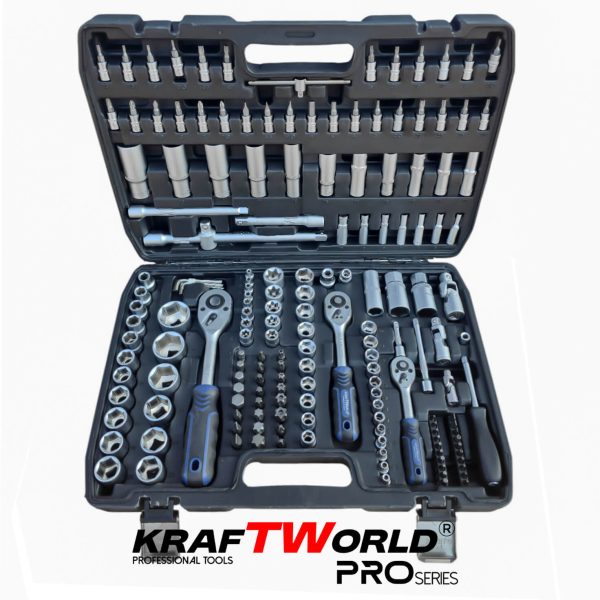 Професионално гедоре 172 части KraftWorld PRO Series – CR-V, 3 размера 1/2″, 3/8″, 1/4″