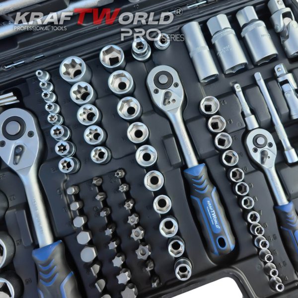 Професионално гедоре 172 части KraftWorld PRO Series – CR-V, 3 размера 1/2″, 3/8″, 1/4″