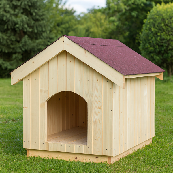 Къща за куче XXL от масивна дървесина – просторна колиба за едри породи