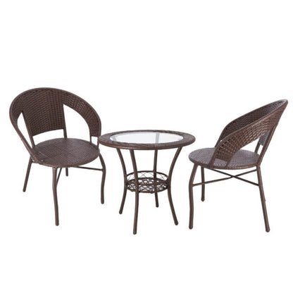 Градински Ратанов Комплект Teresa – Маса и Два Стола – Идеален за Отдих на Открито!