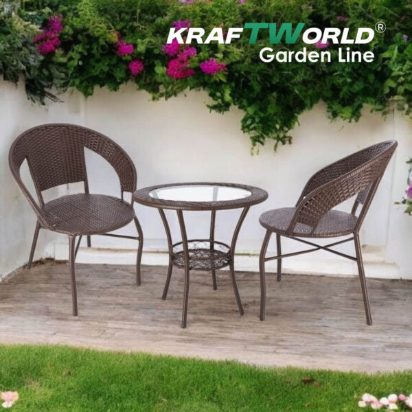 Ратанов Комплект с Маса и Два Стола – Стил и Комфорт за Вашата Градина в Бяло/Екрю!