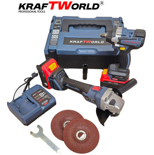 Акумулаторен Комплект Kraftworld Гайковерт и Ъглошлайф 125мм