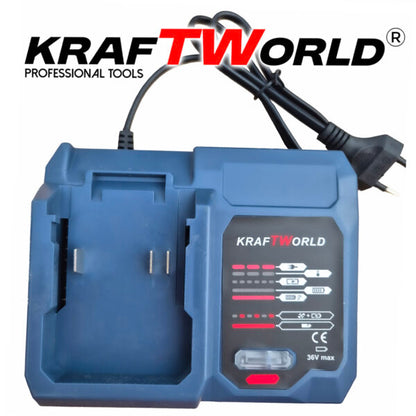 Комплект 4в1 KraftWorld Безчеткови Машини Гайковерт-винтоверт, Ъглошлайф и Перфоратор