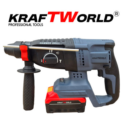 Комплект 4в1 KraftWorld Безчеткови Машини Гайковерт-винтоверт, Ъглошлайф и Перфоратор