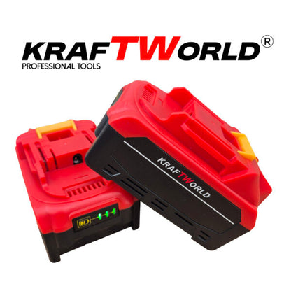 Комплект 4в1 KraftWorld Безчеткови Машини Гайковерт-винтоверт, Ъглошлайф и Перфоратор