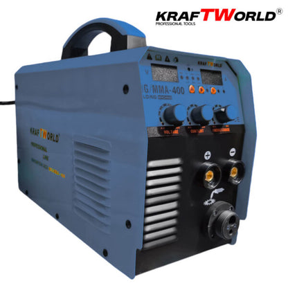 Професионален Инверторен Електрожен KraftWorld 400А с Телоподаващо 2в1 – Компактен и Мощен