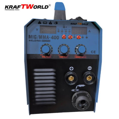 Професионален Инверторен Електрожен KraftWorld 400А с Телоподаващо 2в1 – Компактен и Мощен