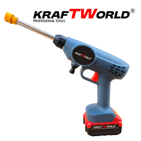 Акумулаторна Водоструйка KraftWorld с 2 Батерии Налягане 26 бара + Kонтейнер за Препарат и Аксесоари