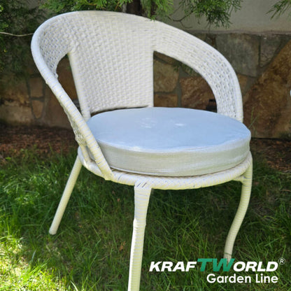 Ратанов Комплект с Маса и Два Стола – Стил и Комфорт за Вашата Градина в Бяло/Екрю!