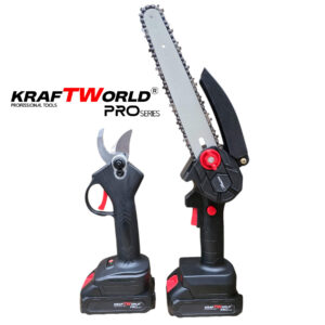 KraftWorld Акумулаторен Комплект – Мини Резачка 15см и 20см и Лозарска Ножица с 2бр Батерии в Един Куфар!