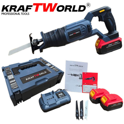 Професионален Акумулаторен Саблен Трион KraftWorld + 3 ножчета