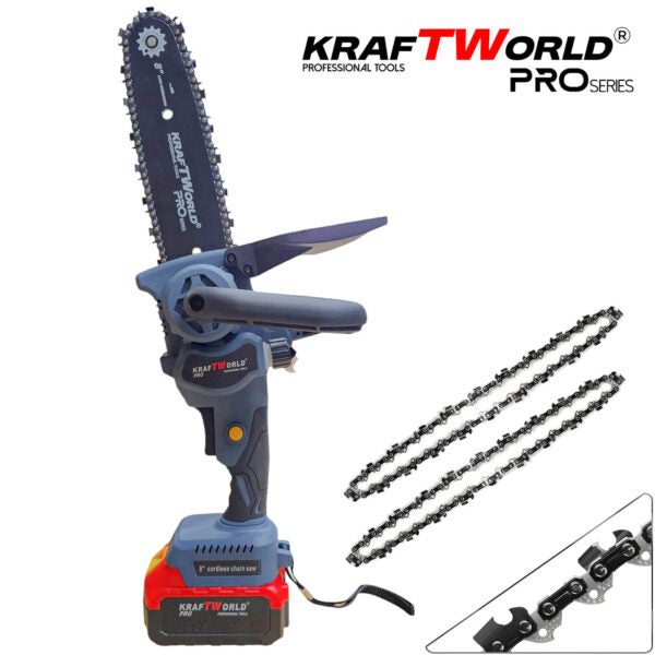 Акумулаторна Резачка KraftWorld  8″ с Автоматично Омасляване и Безчетков Мотор