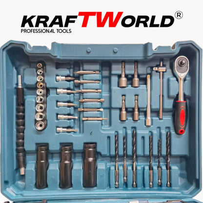 KraftWorld Акумулаторен Ударен Гайковерт 24V 4Ah – 850Nm + Куфар и 35 Части!