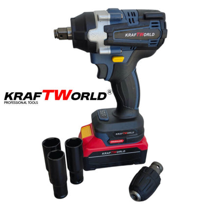 Акумулаторен комплект KraftWorld 5в1 – Лазерен Нивелир, Гайковерт – Винтоверт, Перфоратор, Ъглошлайф