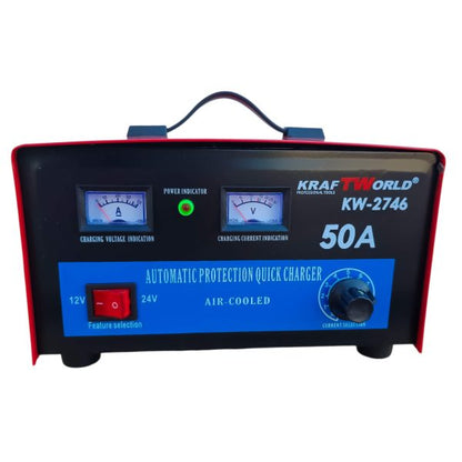Зарядно за акумулатори KraftWorld KW-2746 – 50A, 12V/24V, Бързо и Ефективно