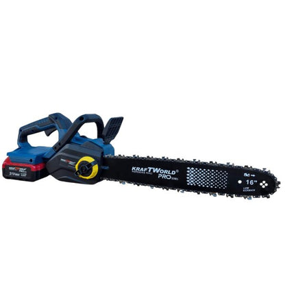 Акумулаторна Верижна Резачка с двойна батерия KraftWorld PRO – 42V (2×21V), 16″, 2 Вериги