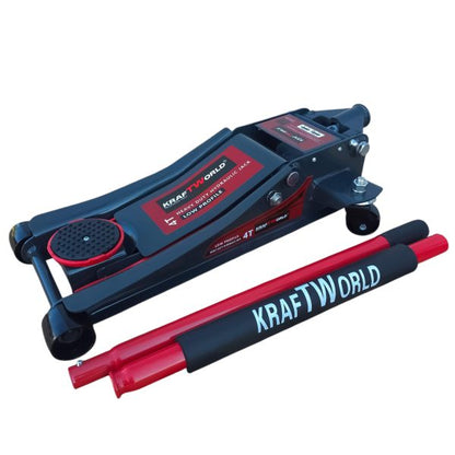 Нископрофилен Хидравличен Крик с Двойна Помпа KraftWorld – 4T, 83–465 мм
