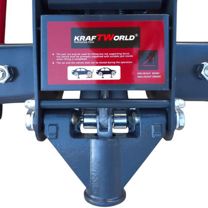 Нископрофилен Хидравличен Крик с Двойна Помпа KraftWorld – 4T, 83–465 мм