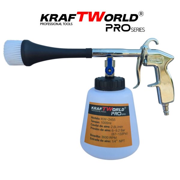 Професионален пневматичен пистолет KraftWorld KW-2455 авто детайлинг, кожа и текстил, 6-9 bar
