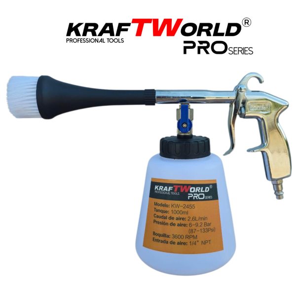 Професионален пневматичен пистолет KraftWorld KW-2455 авто детайлинг, кожа и текстил, 6-9 bar