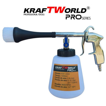 Професионален пневматичен пистолет KraftWorld KW-2455 авто детайлинг, кожа и текстил, 6-9 bar