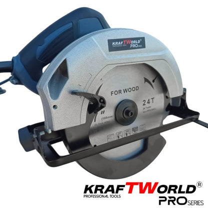 Електрически ръчен циркуляр KraftWorld 1600 W, диск 190mm, регулируем ъгъл 45°