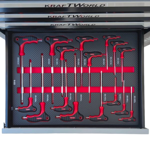 Професионален Шкаф с инструменти KraftWorld PRO 7 Пълни Чекмеджета – 258 Инструмента