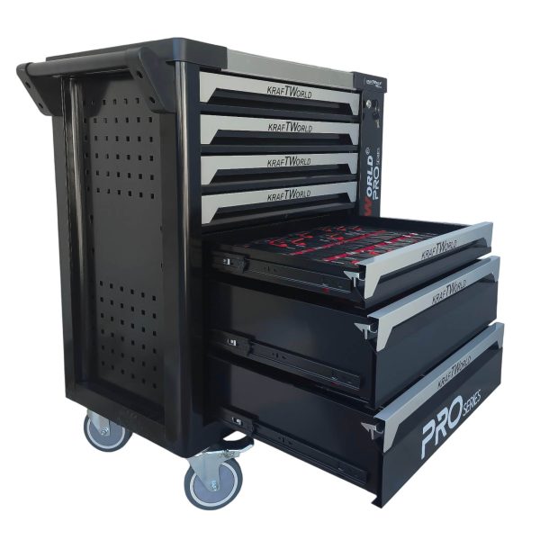 Професионален Шкаф с инструменти KraftWorld PRO 7 Пълни Чекмеджета – 258 Инструмента