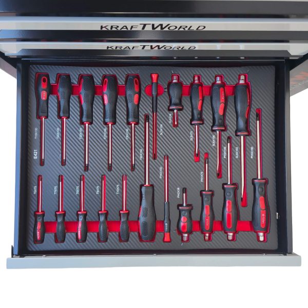 Професионален Шкаф с инструменти KraftWorld PRO 7 Пълни Чекмеджета – 258 Инструмента