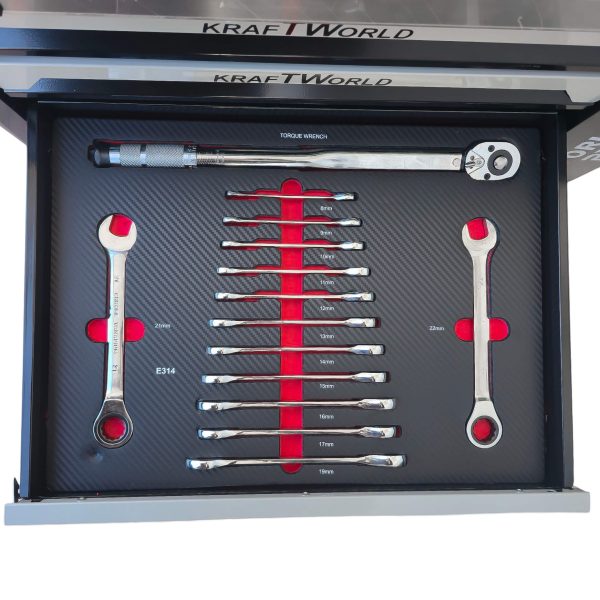 Професионален Шкаф с инструменти KraftWorld PRO 7 Пълни Чекмеджета – 258 Инструмента