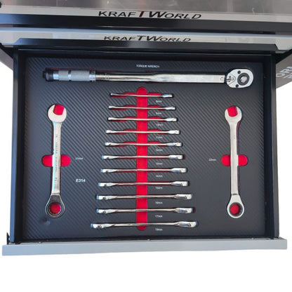 Професионален Шкаф с инструменти KraftWorld PRO 7 Пълни Чекмеджета – 258 Инструмента