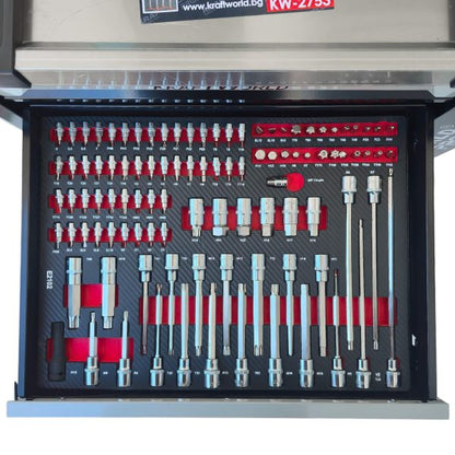 Професионален Шкаф с инструменти KraftWorld PRO 7 Пълни Чекмеджета – 258 Инструмента