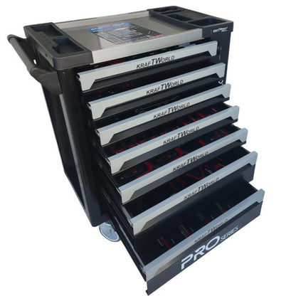 Професионален Шкаф с инструменти KraftWorld PRO 7 Пълни Чекмеджета – 258 Инструмента
