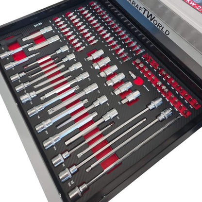 Професионален Шкаф с инструменти KraftWorld PRO 7 Пълни Чекмеджета – 258 Инструмента