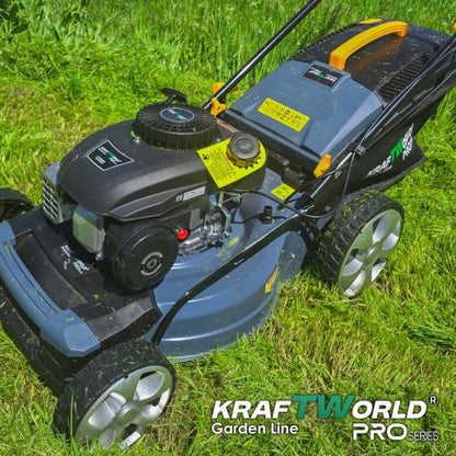 Самоходна бензинова косачка KraftWorld 5в1 с мулчиране и кош 65L
