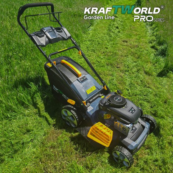 Самоходна бензинова косачка KraftWorld 5в1 с мулчиране и кош 65L