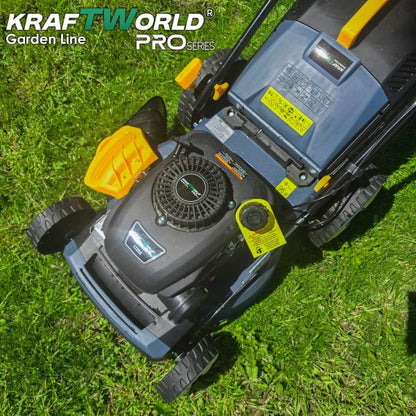 Самоходна бензинова косачка KraftWorld 5в1 с мулчиране и кош 65L
